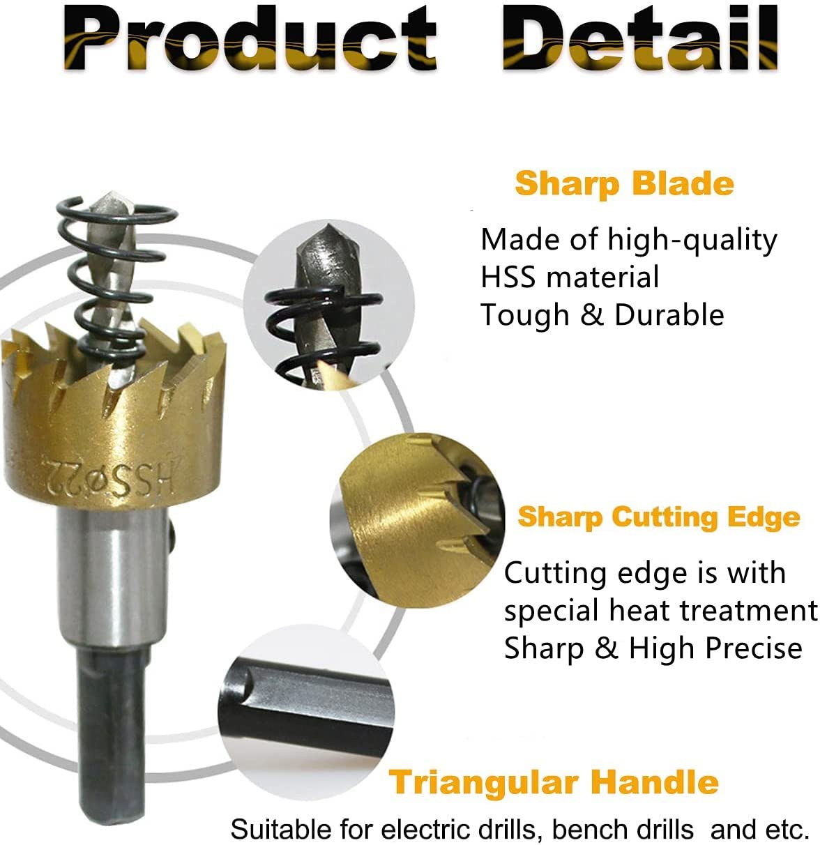 Utoolmart HSS Hole Saw Cutter, 26mm High-Speed Steel Hole Saw Bits, 70mm Length Golden Drill Bit Hole Saw, for Stainless Steel, Aluminum Alloy, Plastic and Wood