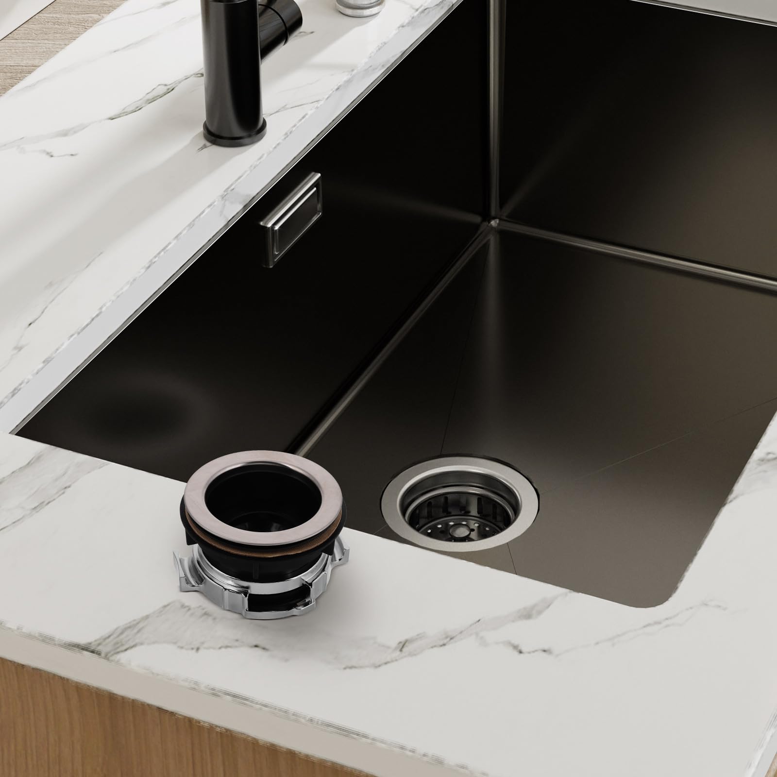 GALPADA Flangia per Tritarifiuti da Cucina in Acciaio Inossidabile Nero Dado di Bloccaggio, Semplice da Installare, Accessorio Affidabile per Lavello e Smaltimento Rifiuti