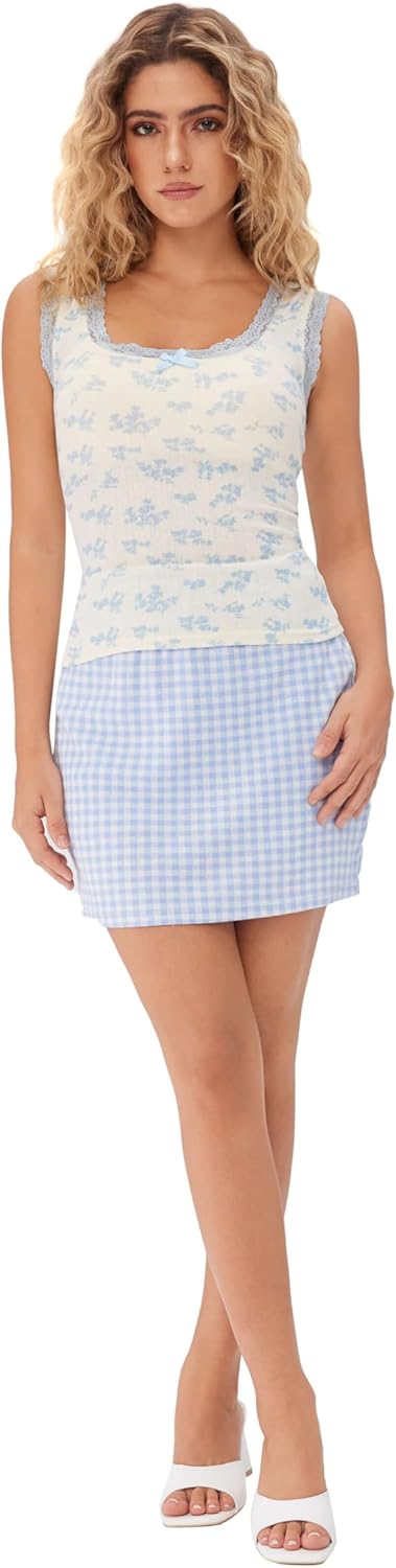 CIDER Women's Floral Tank Tops Lace Trim Tops Sleeveless Cami Top for Summer - Image 5