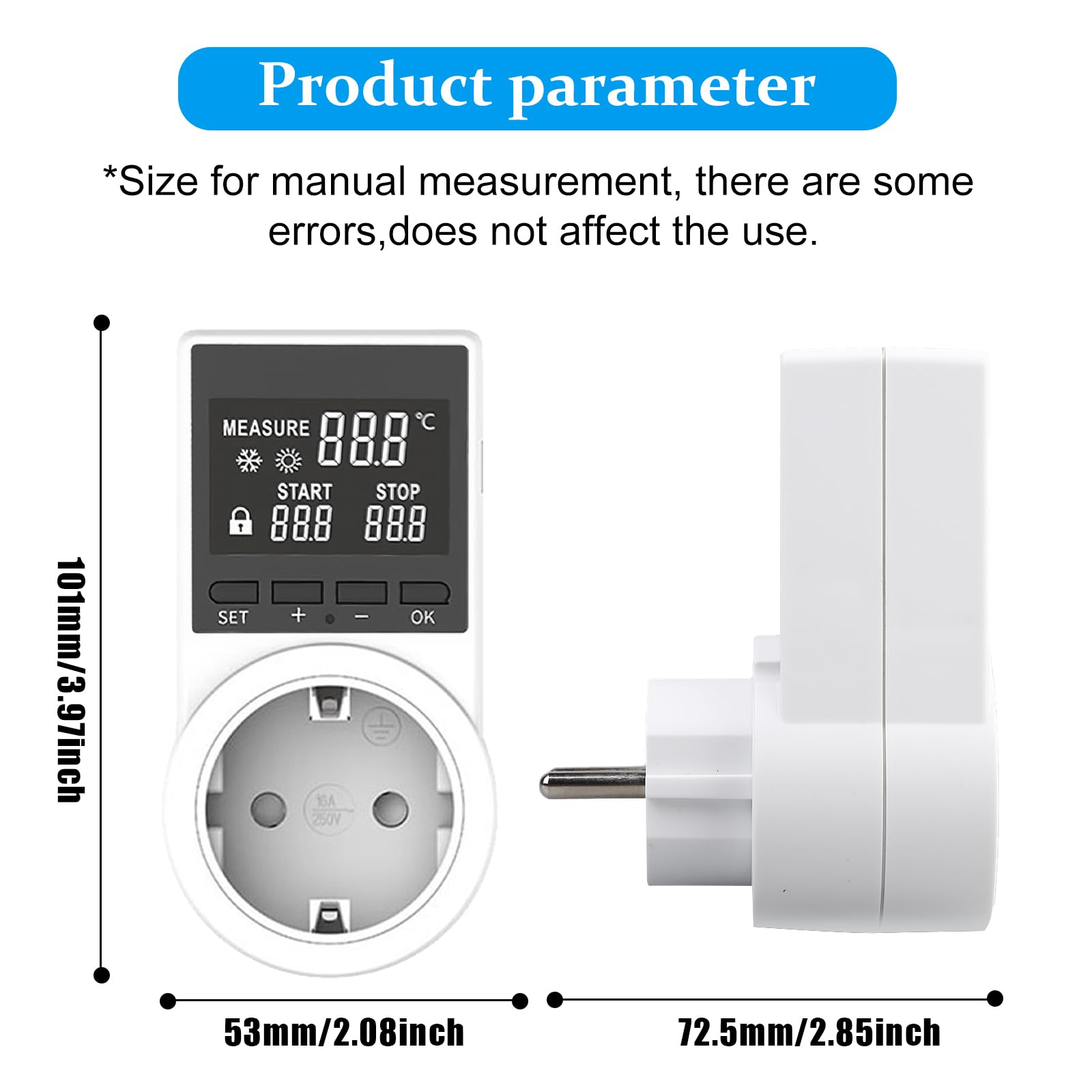Temperaturregler 230v mit Fühler: Digitaler Steckdosen Thermostat mit LCD Bildschirm, Play und Plug Temperatur Feuchtigkeit Regler mit 2pc Thermometerkopf für Gewächshaus, Aquarium, Terrarium