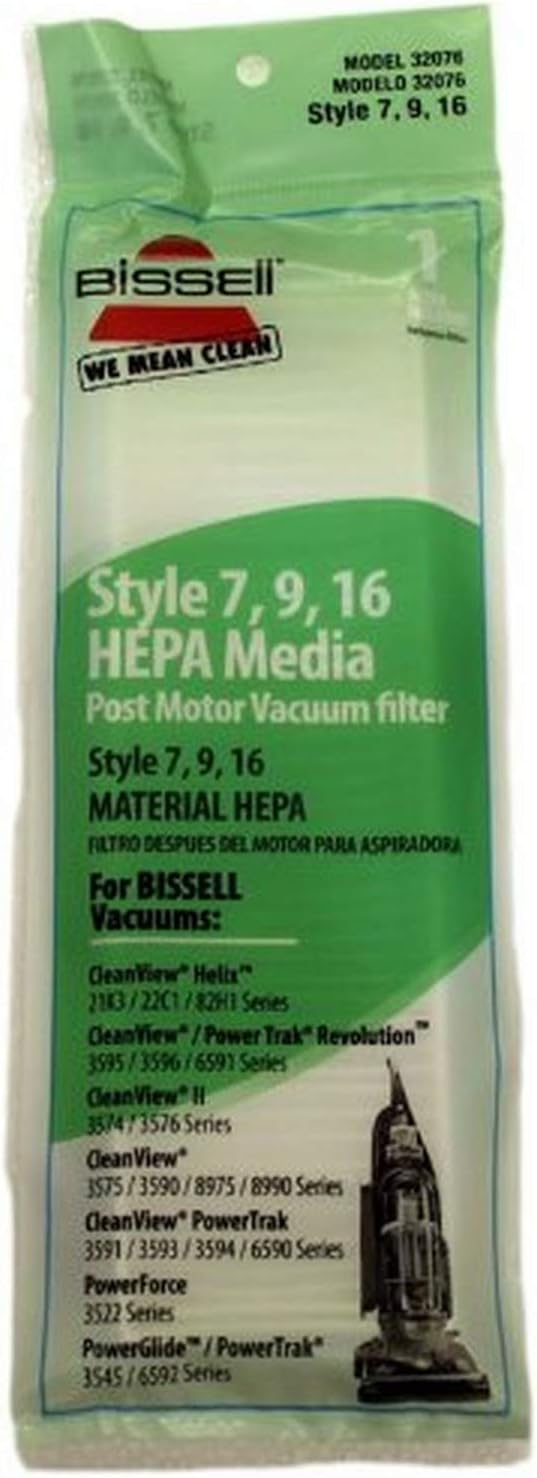 Bissell 32076 Filter, Exhaust Style 7 & 9 HEPA Bagless 3591 1Pk -