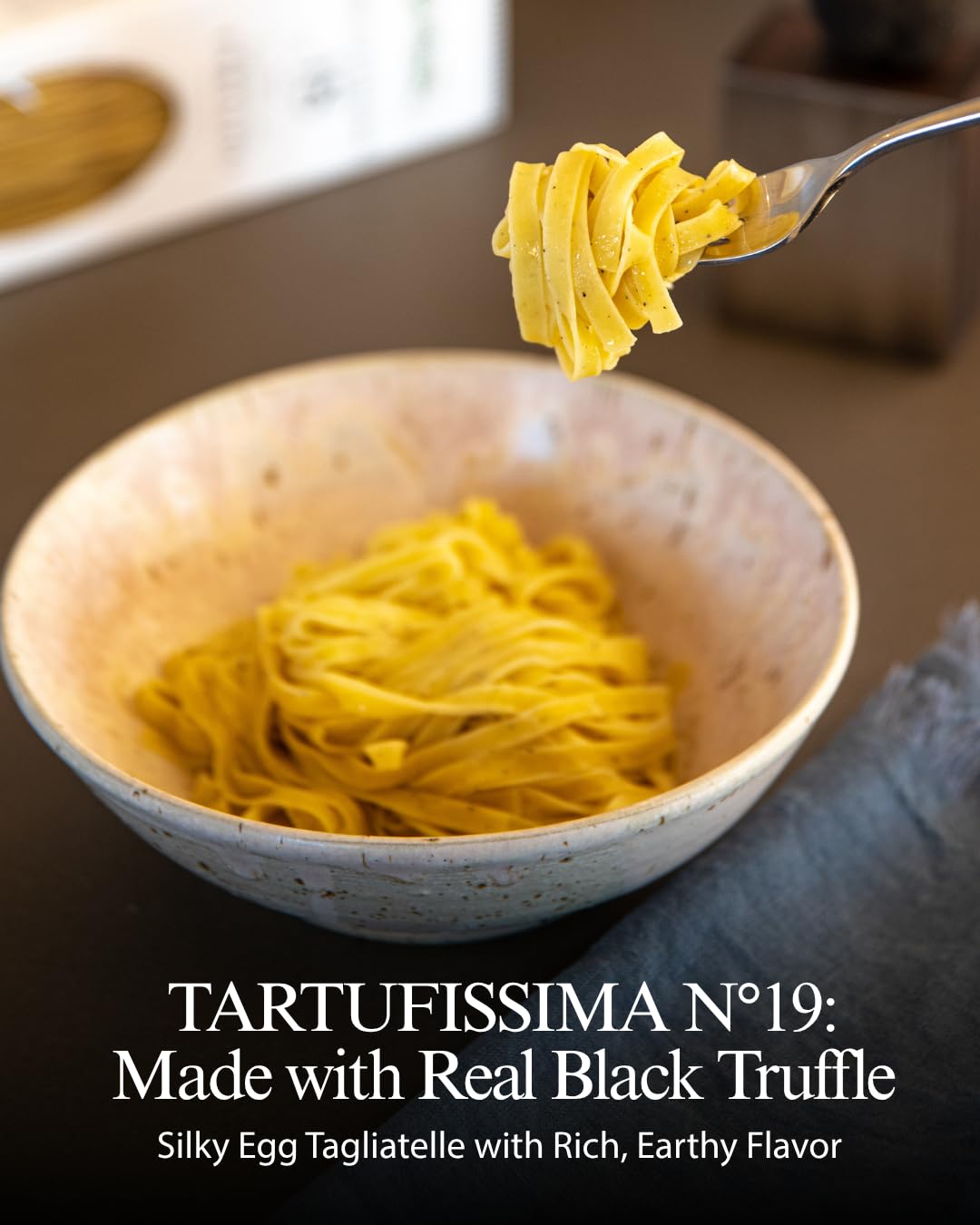 TartufLanghe Tagliatelle Pasta with Black Truffle – Authentic Imported Italian Wide Egg Noodles, Egg Pasta for Truffle Dishes, Gourmet Specialty from Italy, Tartufissima N°19-8.81 oz (Pack of 4)