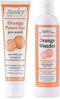 Stanley Home Products Orange Power Gel & Orange Wonder Stain Remover - Complete Cleaning Set - Removes Odors and Tough Stains Oil Grease and More on Fabric Upholstery and Other Surfaces
