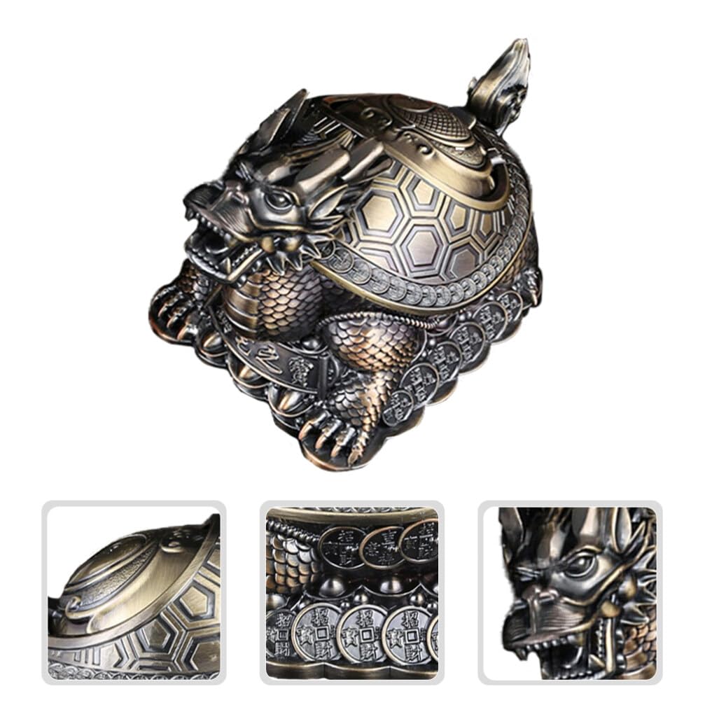 Portacenere Dragon Turtle in Metallo con Coperchio, 1 Pezzo
