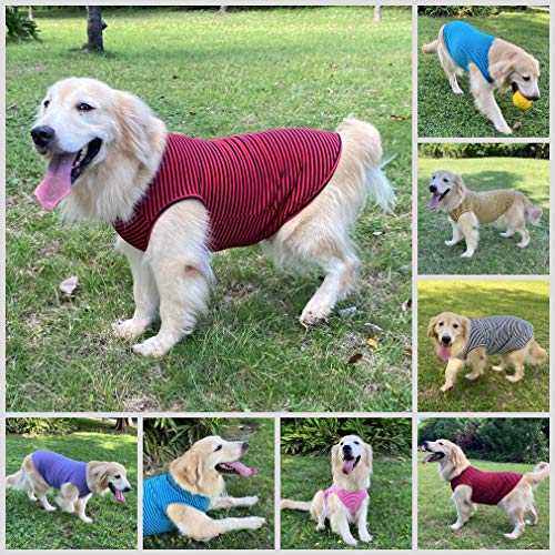 Dog Shirts Cotton Striped T-Shirts, Breathable Basic Vest For Puppy And Cat, Super Soft Stretchable Doggy Tee Tank Top Sleeveless, Fashion & Cute Color For Boys And Girls (Xl, Black+Red) #TOP3