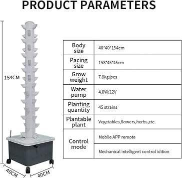 Hydroponic tower planting 15 layers 45 planting points indoor vertical ing greenhouse farm hydroponic planting kit