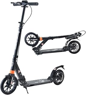 MERTNK Adult scooters,Big Wheel Scooter for Adult Kids Teens, Foldable Kick Scooters with Hand Brake and Dual Suspension, Height Adjustable - Load 100kg (Color : Black)