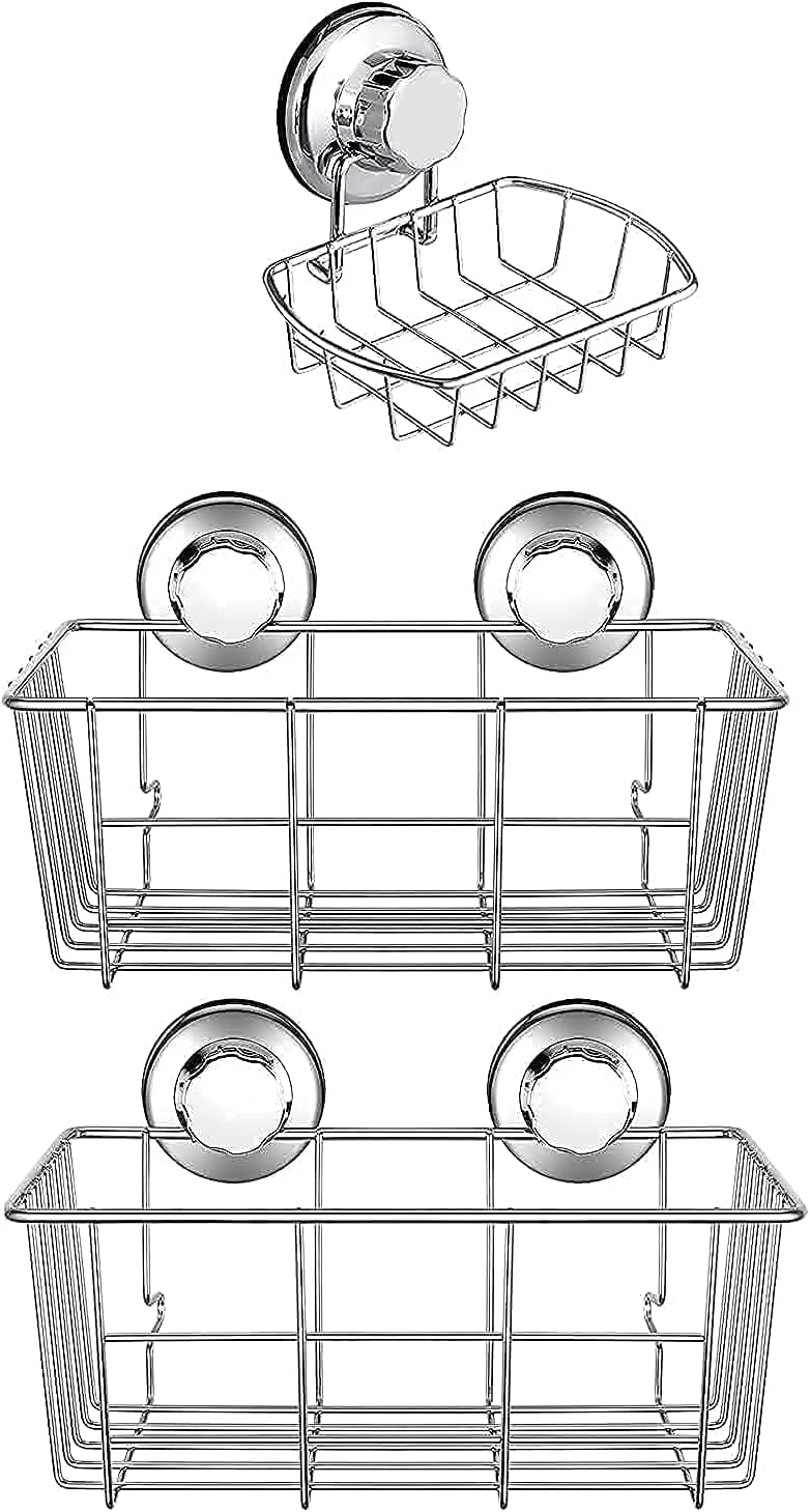 iPEGTOP Suction Cup Deep Shower Caddy Bath Wall Shelf & Soap Dish for Large Shampoo Shower Gel Holder Bathroom Storage
