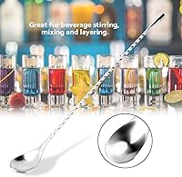 Vista 5 de Cuchara mezcladora de barra, cuchara de cóctel de acero inoxidable, mango largo, herramienta de agitación de bebidas, cuchara de mezcla de cóctel