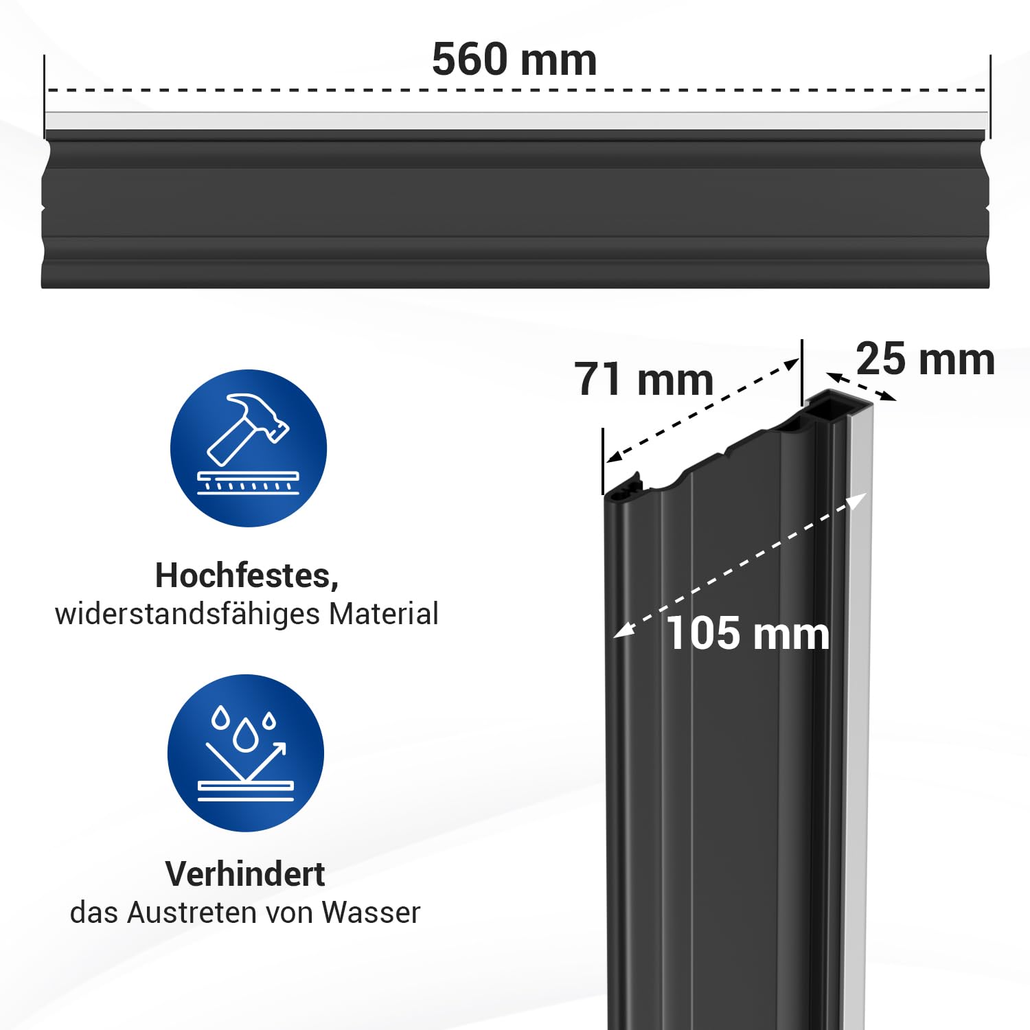 Guarnizione Porta Lavastoviglie Inferiore DL-pro | Ricambio Per Bosch E Siemens 00298534 | Gomma 560x25x105 Mm | Compatibile Con Logixx, Classixx, Extraklasse E Altri | Sostituzione Semplice