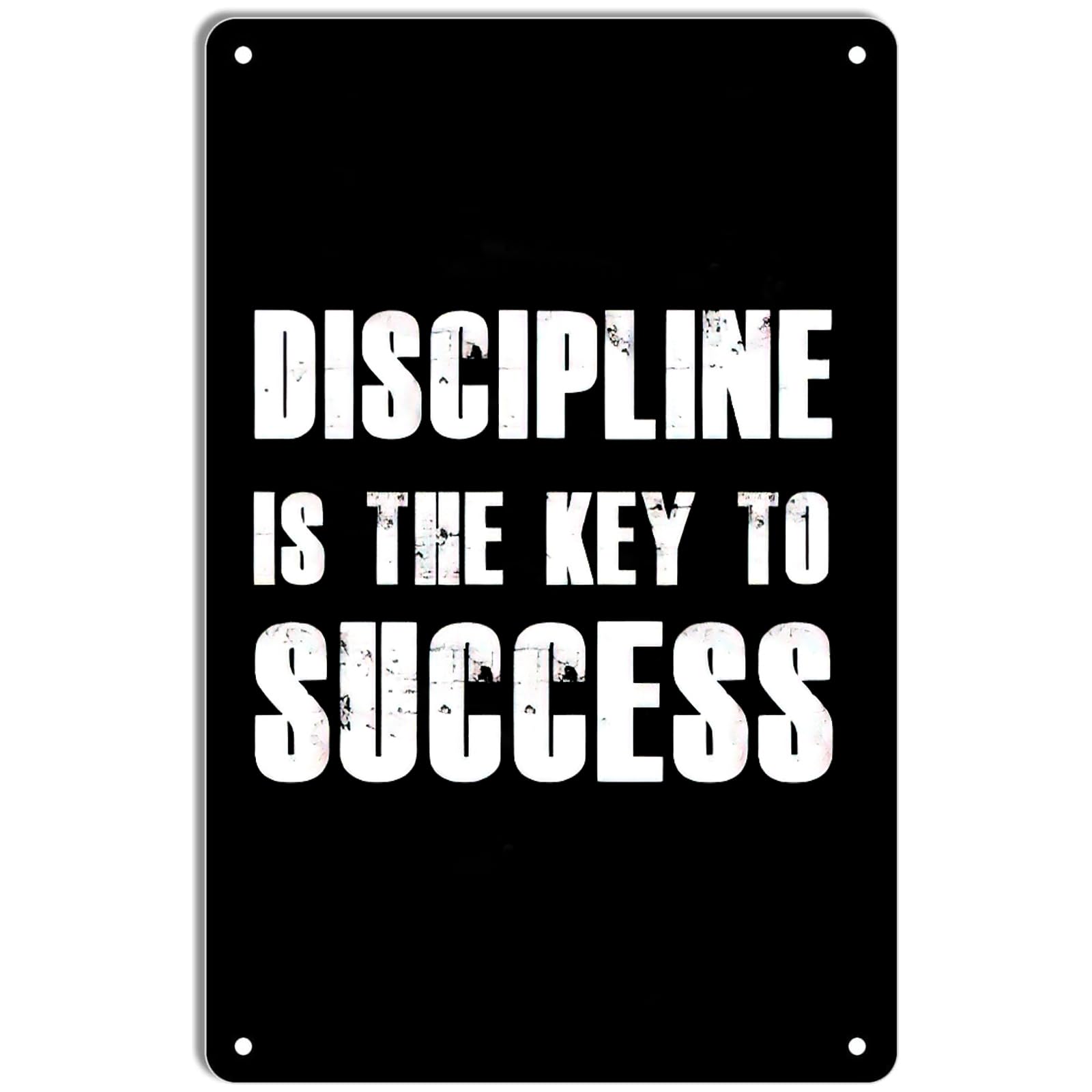 Vintage Metal Tin Sign, Discipline Is The Key To Success Motivational Decor, 8x12 Inch