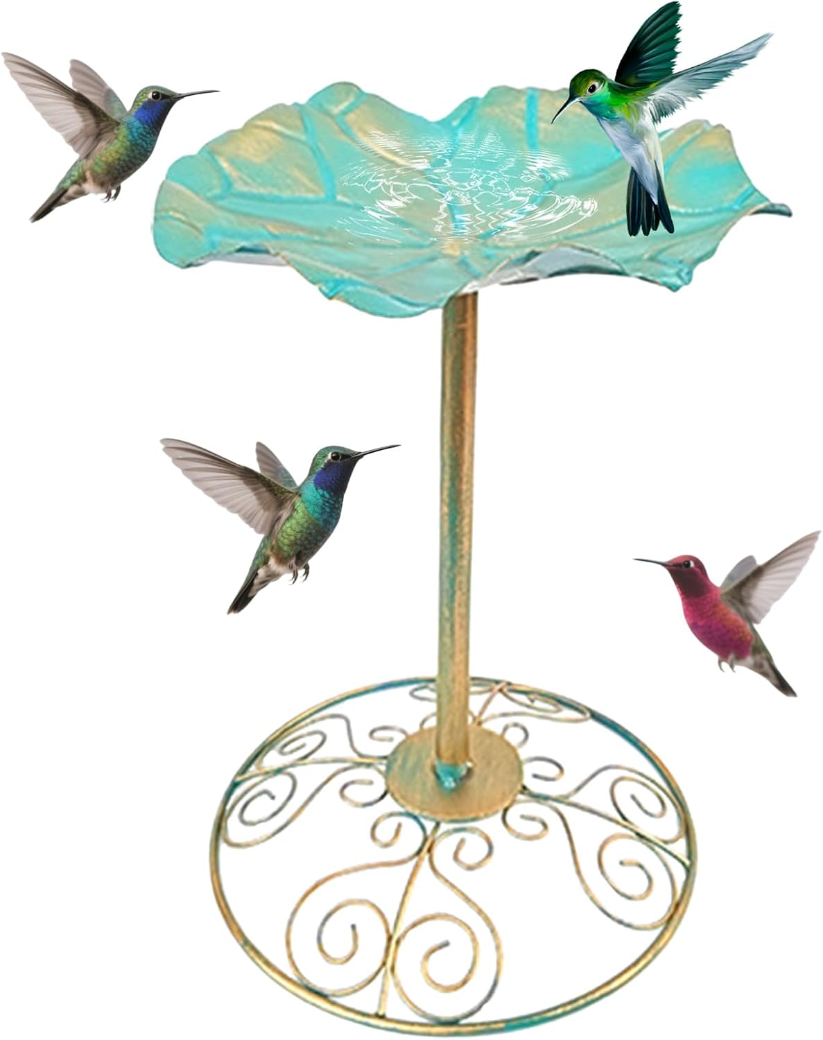 Metal Bird Bath - Vintage Bowl, Metal Bird Bath, Vintage Outdoor Birdbath, Rustproof Water Feeder Planter | Yard Statue Decorations for Fence Yard Porch Lawn Deck Backyard Balcony Outside Home