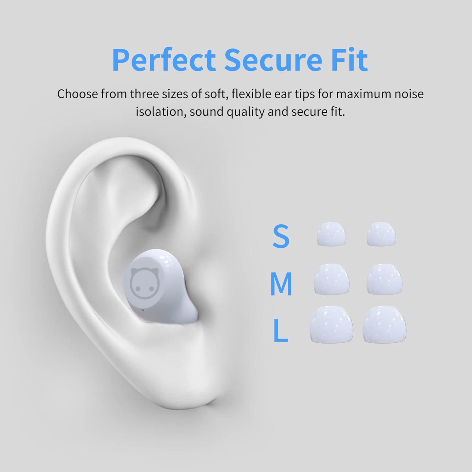 Earbud Fit with S, M, L Ear Tips