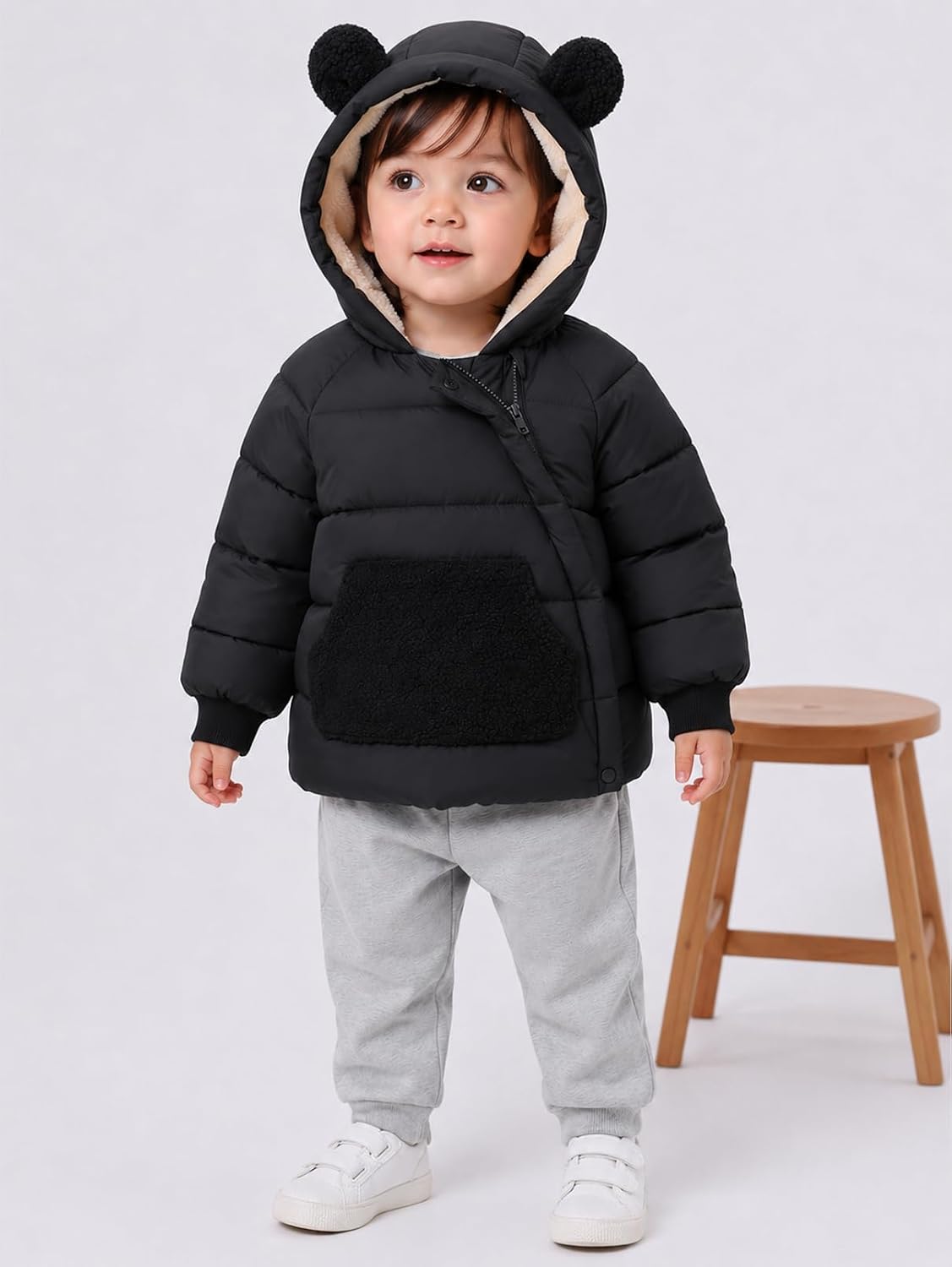 Happy Cherry 2026 Light Down Toddler Puffer Jacket Sherpa Lined Boys Girls Winter Coat Packable 9M-6T