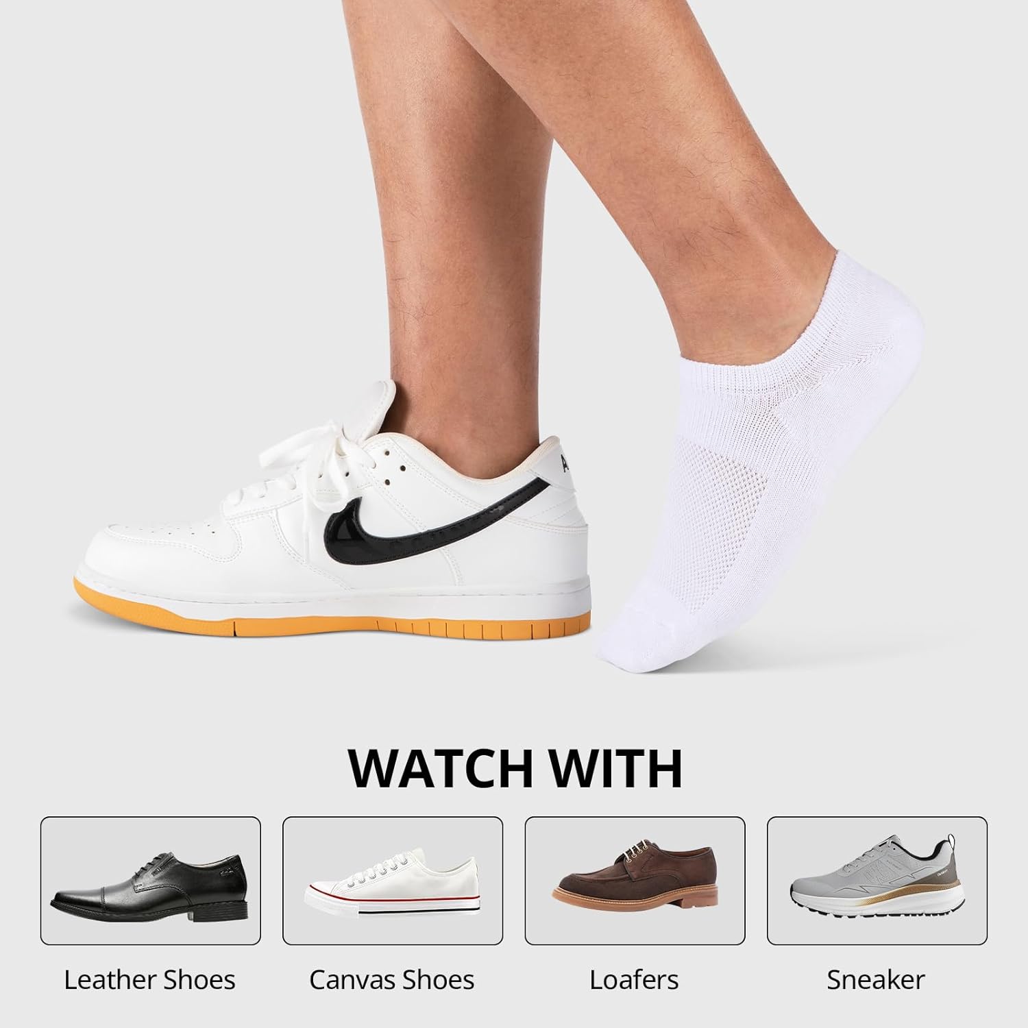 Heatuff No Show Socks Men Low Cut Ankle Short Cotton Casual Invisible Non Slip Socks (6/8 Pairs) - Image 2