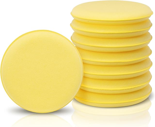 WildAuto 8Pcs 5-inch Car Wax Applicator Pads, Sponge Car Polishing Pad, Microfiber Soft Foam Applicator Cleaning Pads for Cleaning Car Vehicle Window Glass (Yellow)