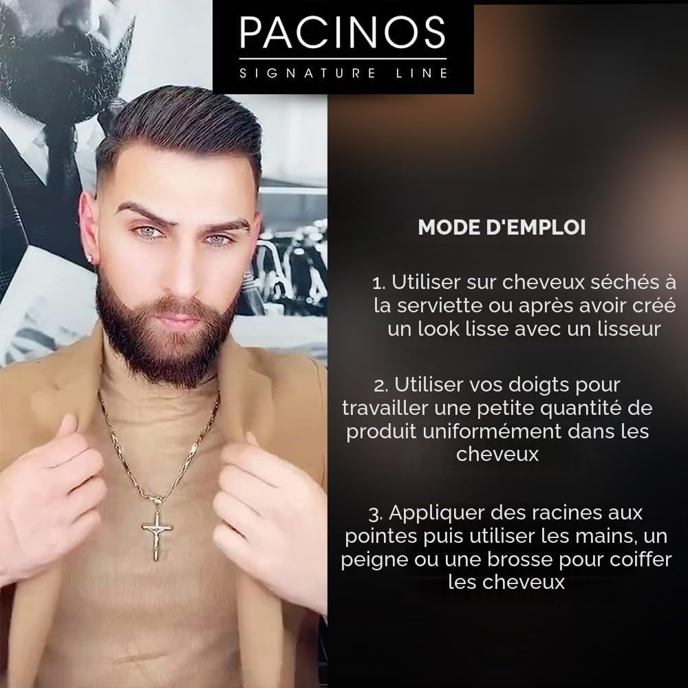 Pacinos Pommade élégante – Tenue et brillance supplémentaires – Définition longue durée – Formule soluble dans l'eau – Facile à appliquer et à laver