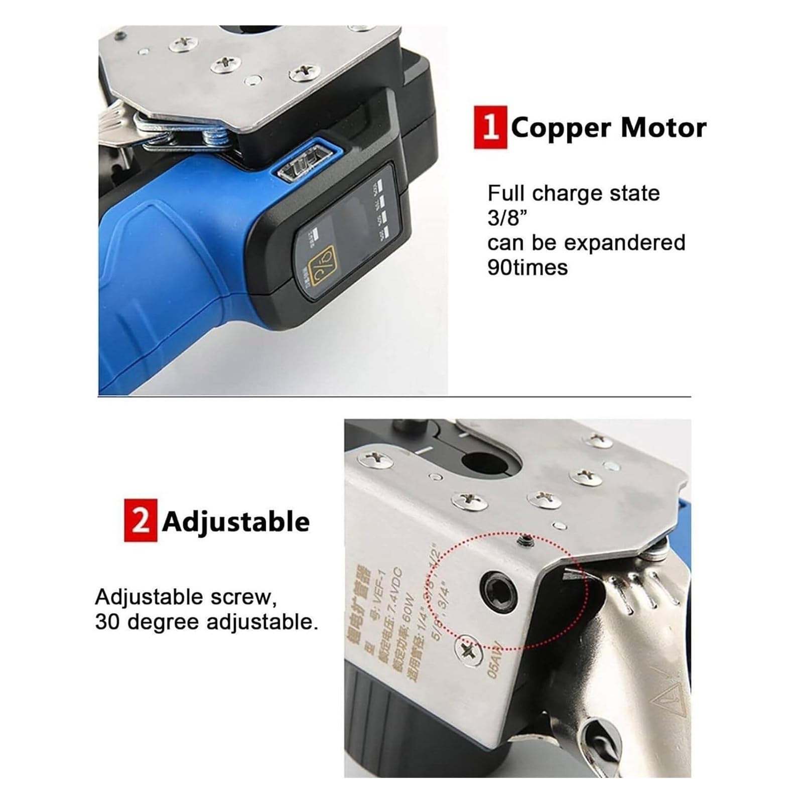 Kit de Abocardador Electrico con 5 Abrazaderas para Tubos de Cobre y Aluminio, Herramienta de Abocardado Excentrico 45 Grados para HVAC y Refrigeracion, hasta 0.75 Pulgadas