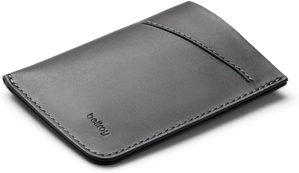 BellroyCard Sleeve Premium Leather Card Case, Minimalist Wallet, Holds 2 to 8 Business Cards and Bills, CharcoalCobalt