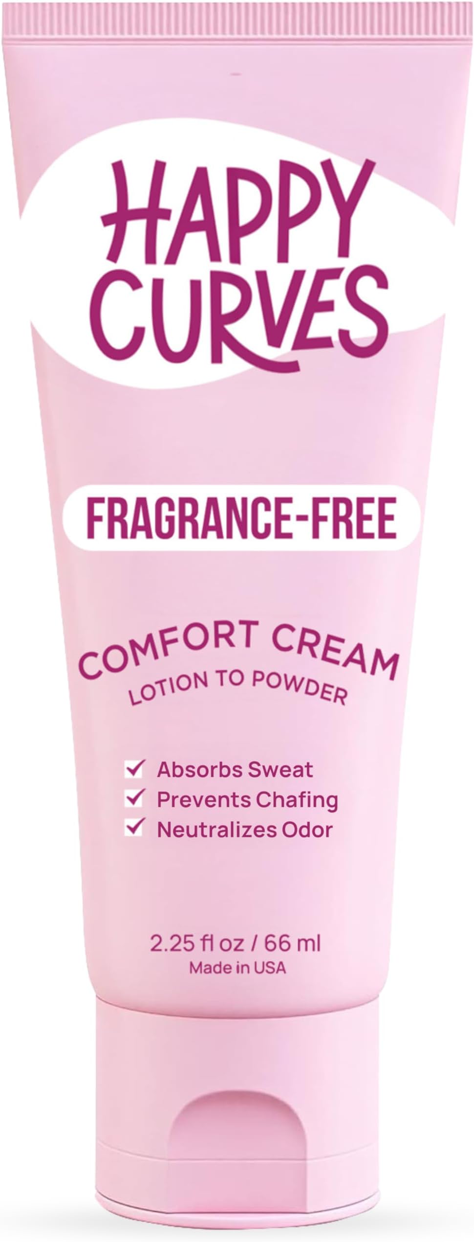 Lotion to Powder Anti Chafing Odor Control Cream for Women: Aluminum-Free Cream for Private Parts, Under Breast, & Body 2.25 Fl Oz (1 Pack, Fragrance-Free)