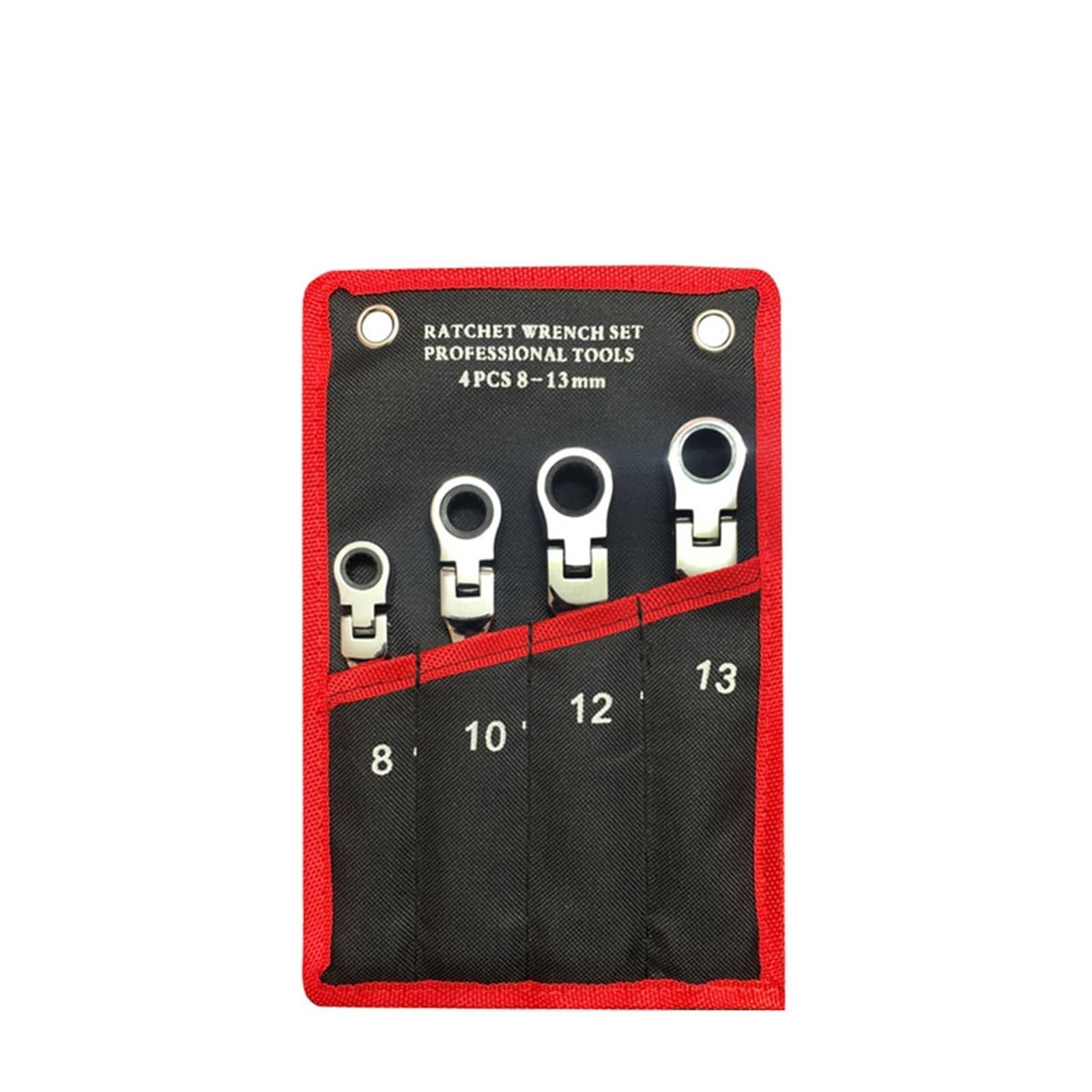 Bcxzppqdl 4Pcs(8-13Mm) Ratcheting Combination Wrench Set Metric Flexible Head Spanner Set Chrome Vanadium Steel Cr-V Flex-Head Ratchet Wrench Set(4Pcs(8-13Mm))