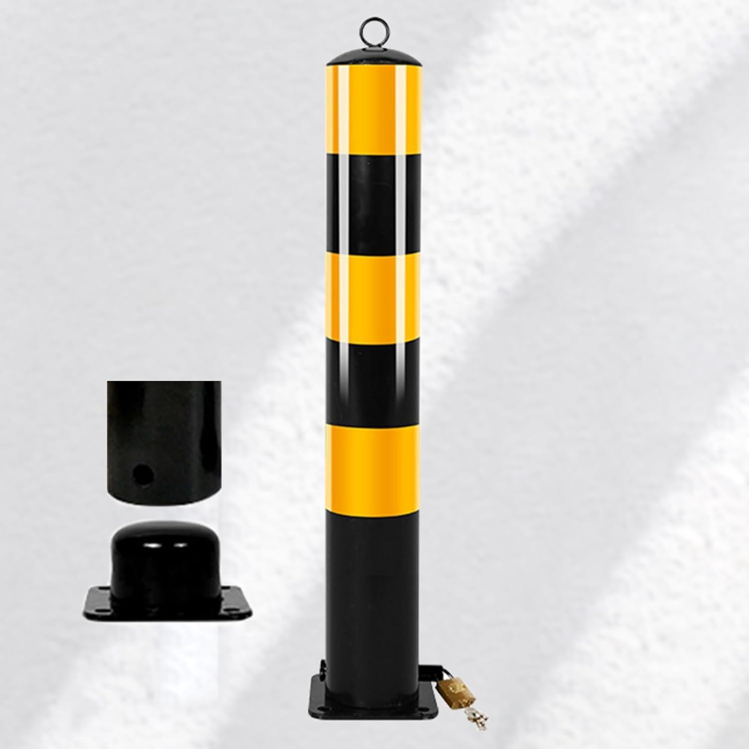 Poste Delimitador De Barrera De Seguridad con Conos De Tráfico, Poste Delimitador con Base, Poste De Estacionamiento De Acero con Montaje En Suelo Y Bloqueo, Postes,H 50CM/19.7in