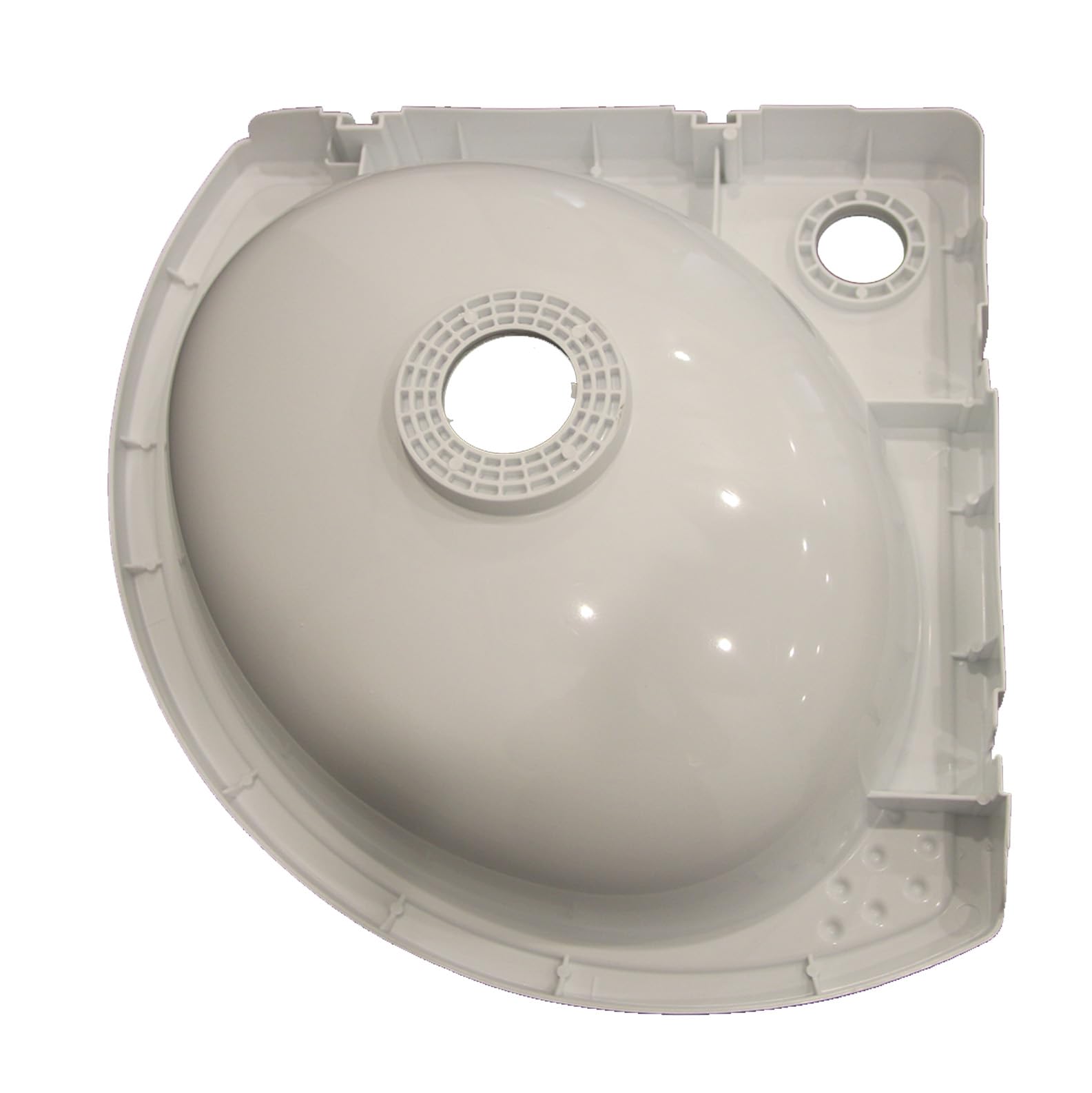 Lavabo angolare per montaggio a parete, 27,5 x 27,5 x 10 cm, in plastica, bianco, con scarico