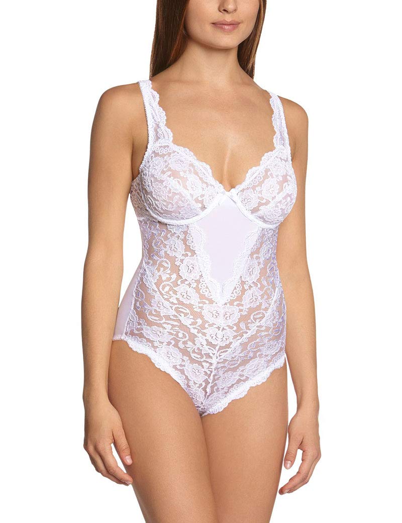 Sassa Women's Body Plain Full Cup Bodysuit, White (Weiß 00100), 32D (Manufacturer Size: 70D)