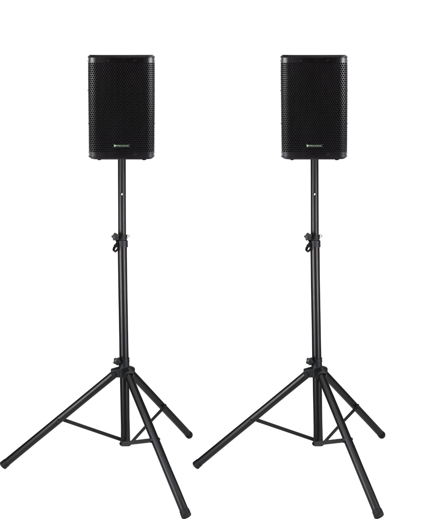 Pronomic C-208 MP 8" Set Casse Passive Con Supporti - 2 casse passive 2 vie incl. stativi per diffusori in acciaio - Capacità: 150 Watt (RMS) ciascuna - Impedenza: 8 Ohm - Max. SPL: 120 dB - Nero