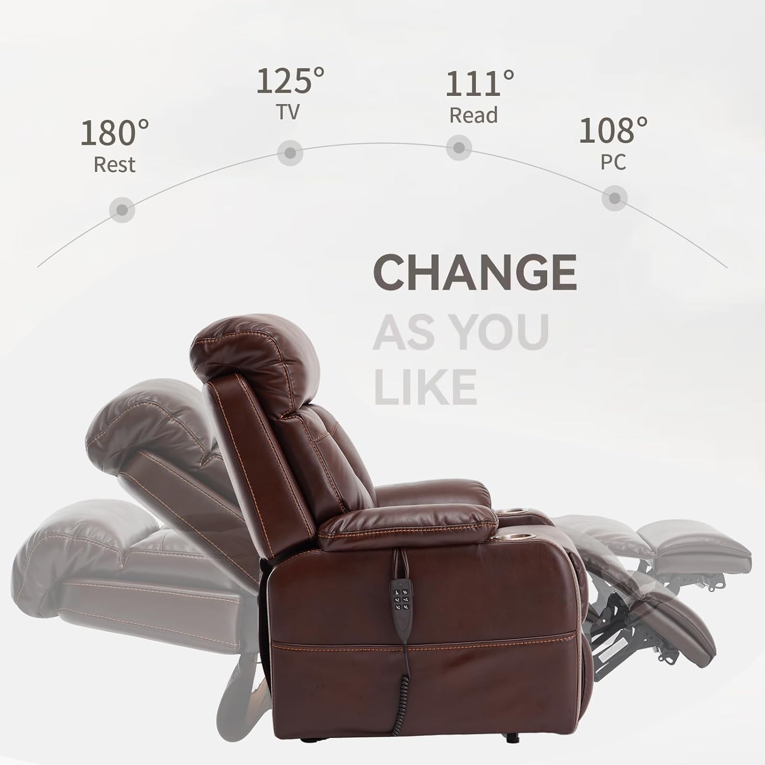 Power Lift Chair with Three OKIN Motor Electric Lift Recliner Chair for Elderly with Lumbar Support Lays Flat Chairs with Cup Holder and Side Pocket New Chenille (Light Brown)