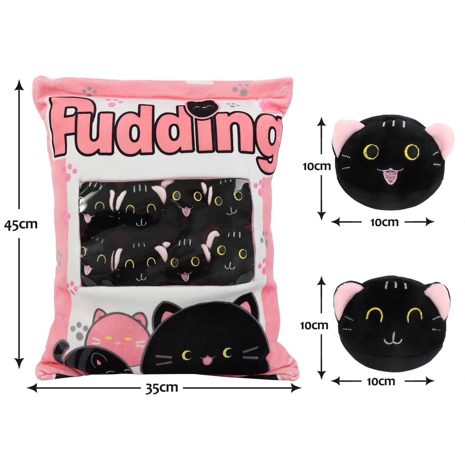 HXPLN Cute Snack Pillow, Kawaii Pudding Plush Pillow & Stufed Toys - Removable, Gift for Teenagers Girls & Children (8 Pink Kittens) - Image 2