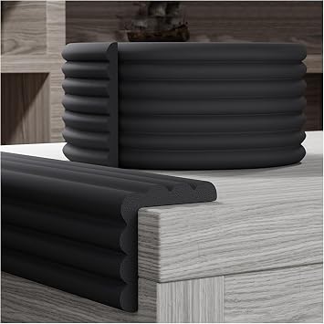 Corner Protectors,Foam Edge Protectors, Edge Corner Protector Guards, Sharp Edge Corner Edge Foam Padding, Wall Edge Bumpers Pole, Table Protector Cushion, Strong AdhesiveBlack,2pcs
