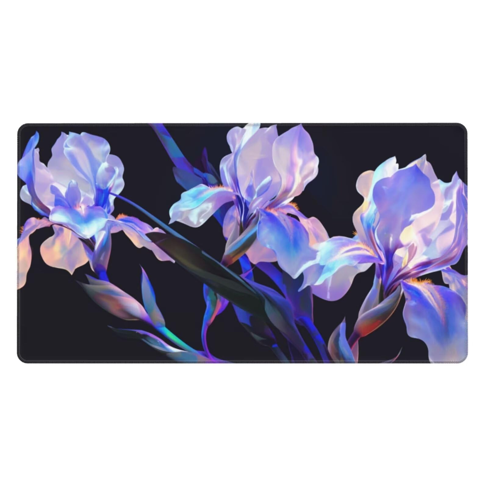 Gaming Mauspad XXL 900x500x3mm Mousepad Verlängertes Groß Mauspad Schreibtischauflage,Genähte Kanten rutschfeste Gummibasis,Verbessert Präzision Geschwindigkeit Home Office Blaue lila Blumen L-4584
