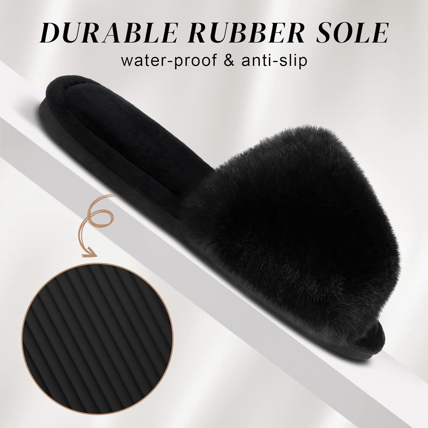 Parlovable Women's Faux Fur Slippers – Fluffy Open-Toe Memory Foam Slides with Anti-Slip Sole, Indoor & Outdoor House Shoes - Image 4