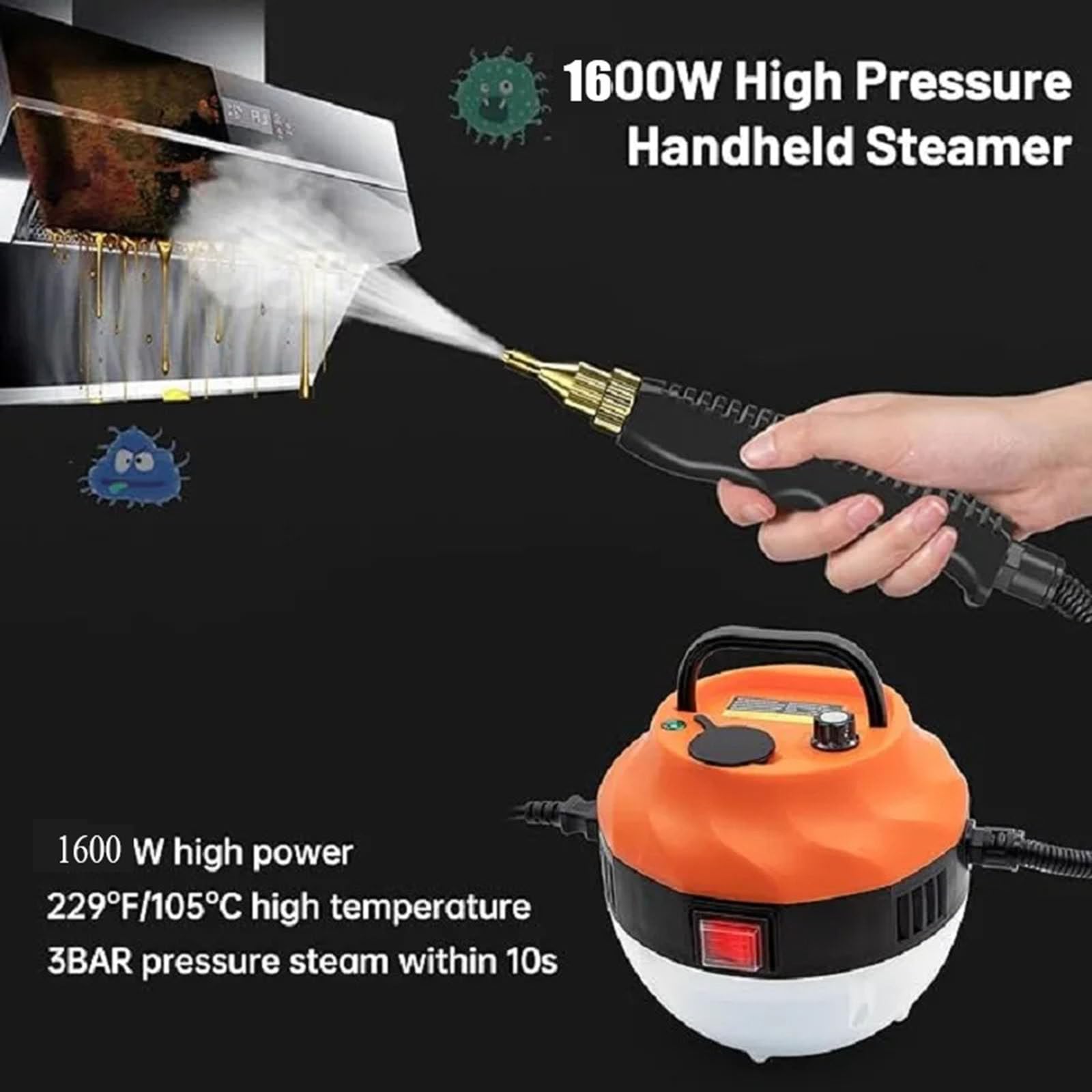 Pulitore a vapore portatile ad alta pressione e temperatura da 110 V