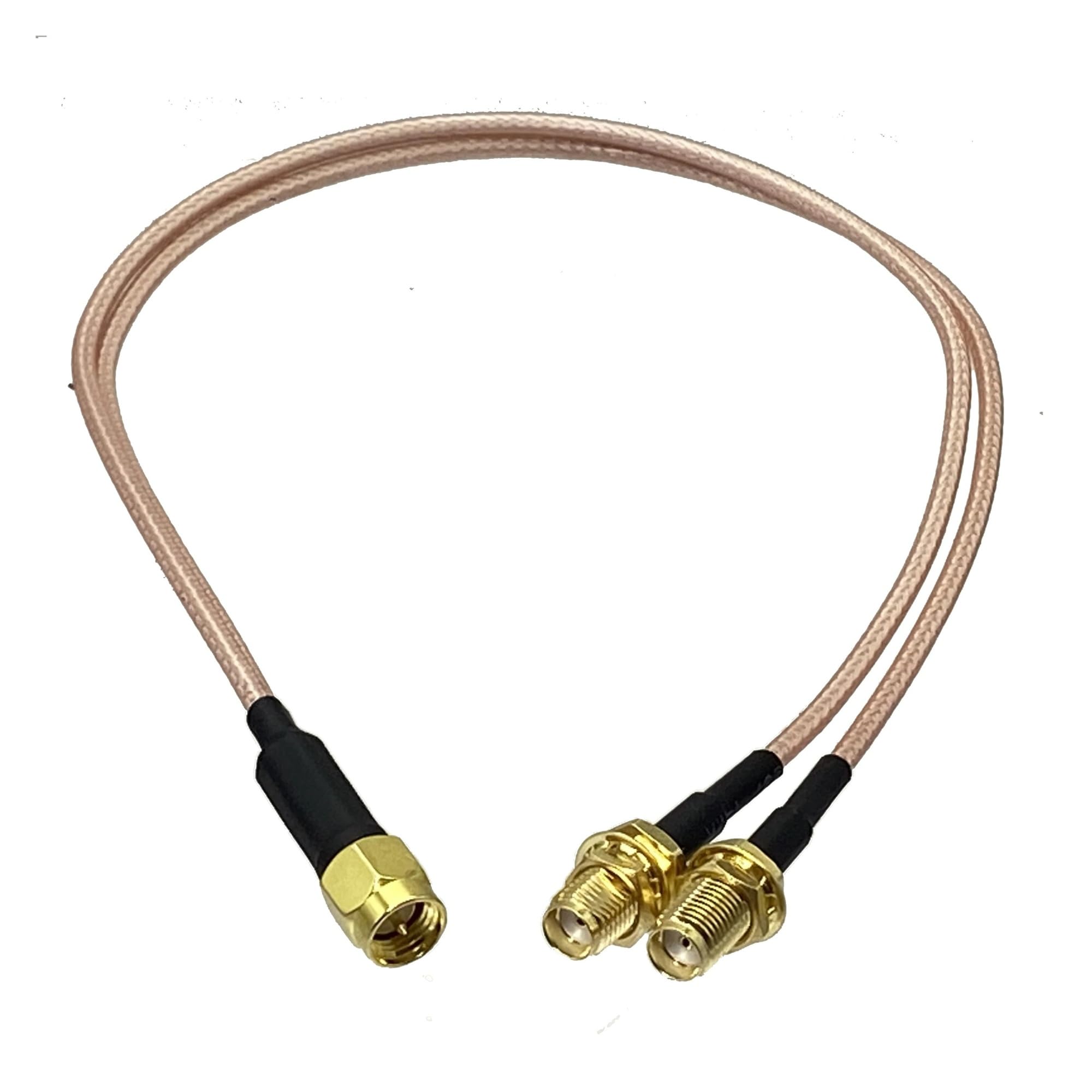 Connettore sdoppiatore a Y con Spina Maschio RG316 e Jack Femmina Terminali a crimpare Cavi Patch a Treccia da 4 Pollici a 10 Piedi(Type 2-SMA 1F2M,2FT (60CM))