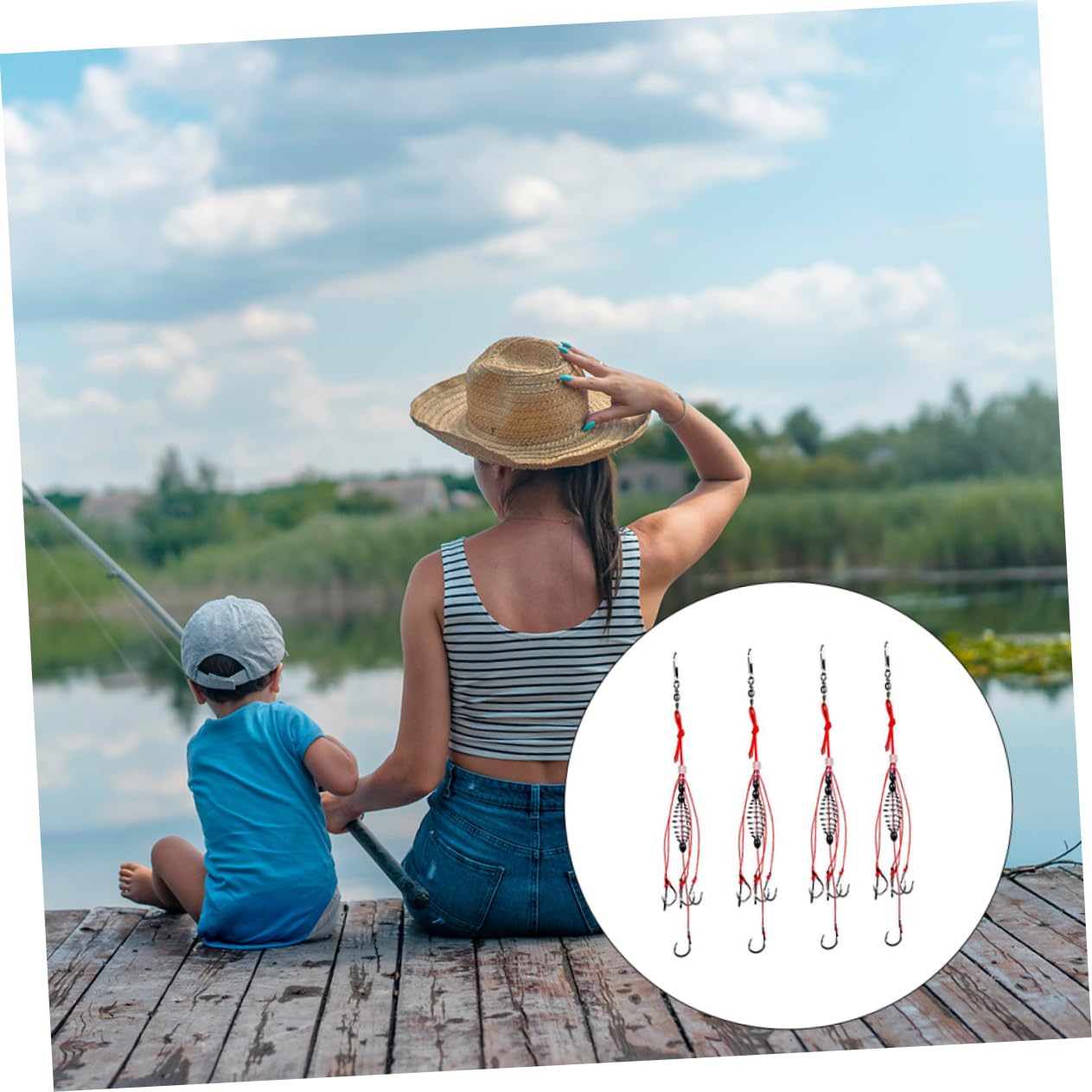INOOMP Lot De 3 Leurres De Pêche À Ressort Hameçons Matériel De Pêche Grossier Plombs 4 Pièces X 3