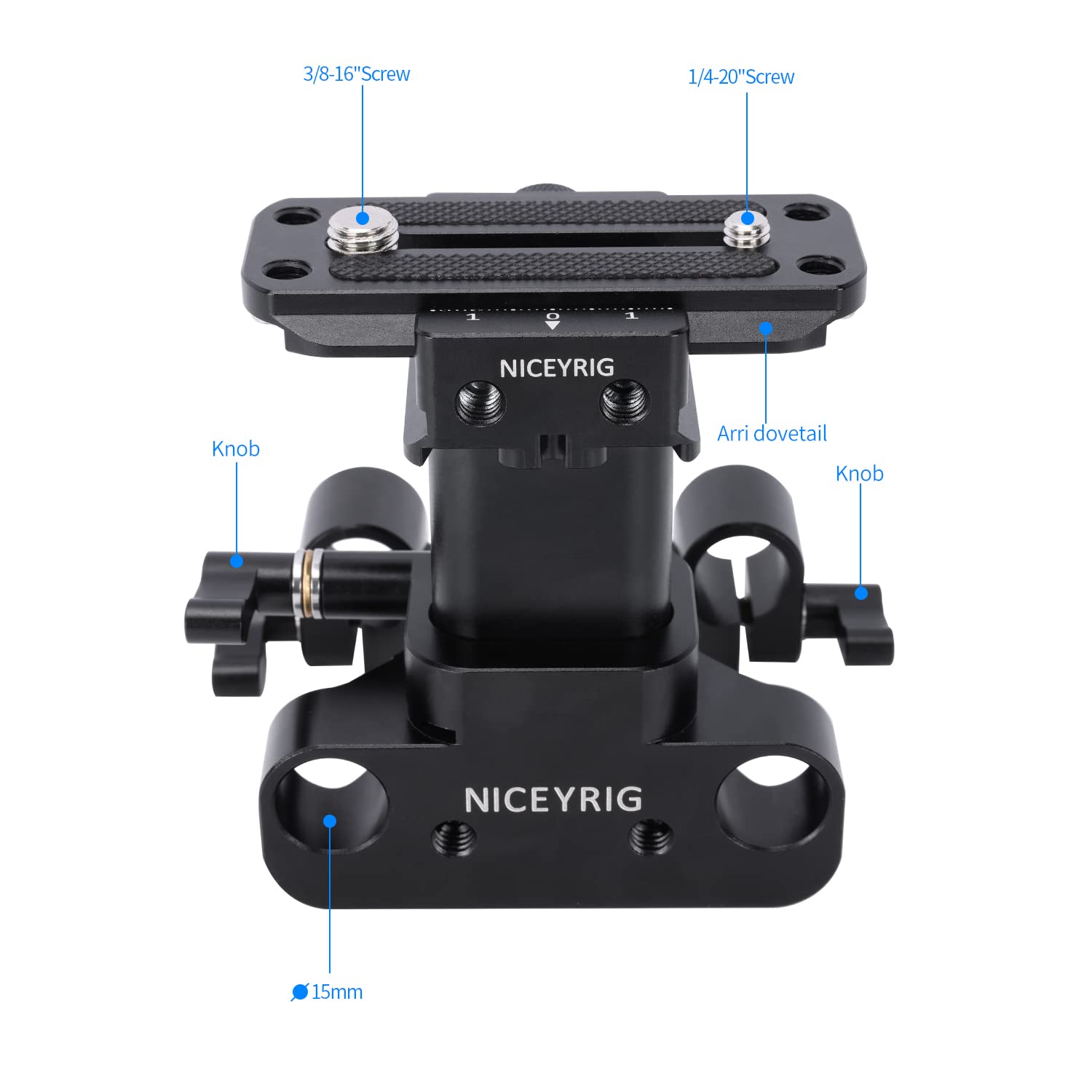 Placa Base NICEYRIG Con Cabeza Arca De 29 Mm – Con Raíles De 15 Mm Y Agujeros De Tornillo 1/4 Y 3/8, Para Cámaras Y Accesorios
