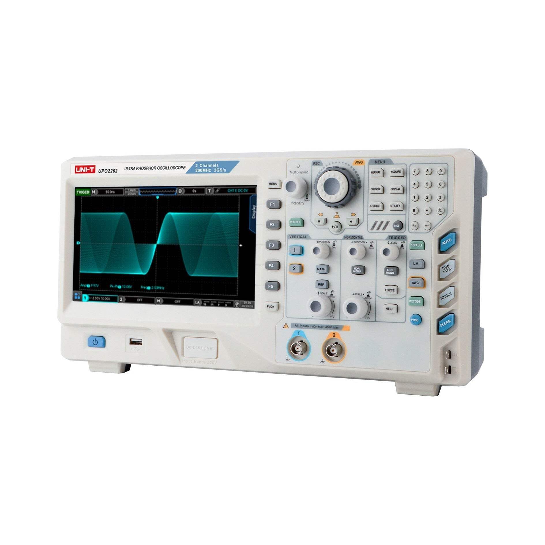UNI-T UPO2204 digitales Phosphoroszilloskop mit 4 Kanäle, 2GSa/s, 200MHz, 56Mpts