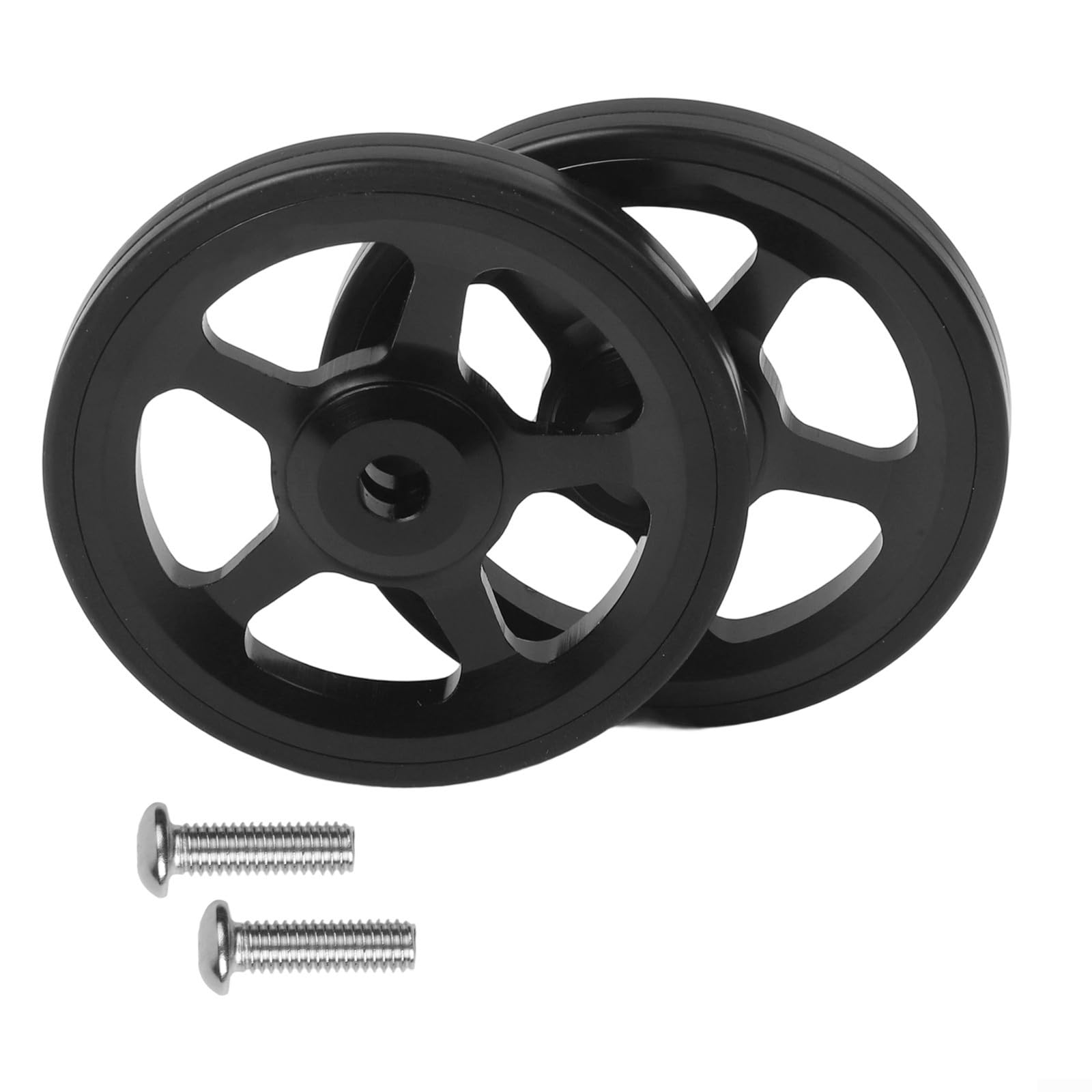High Strength Aluminum Easy Wheel Pair for Brompton, Sealed Bearing Push Wheels with CNC Cutting, Lightweight Replacement Rollers for Folding Bike Parking and Repair(black)