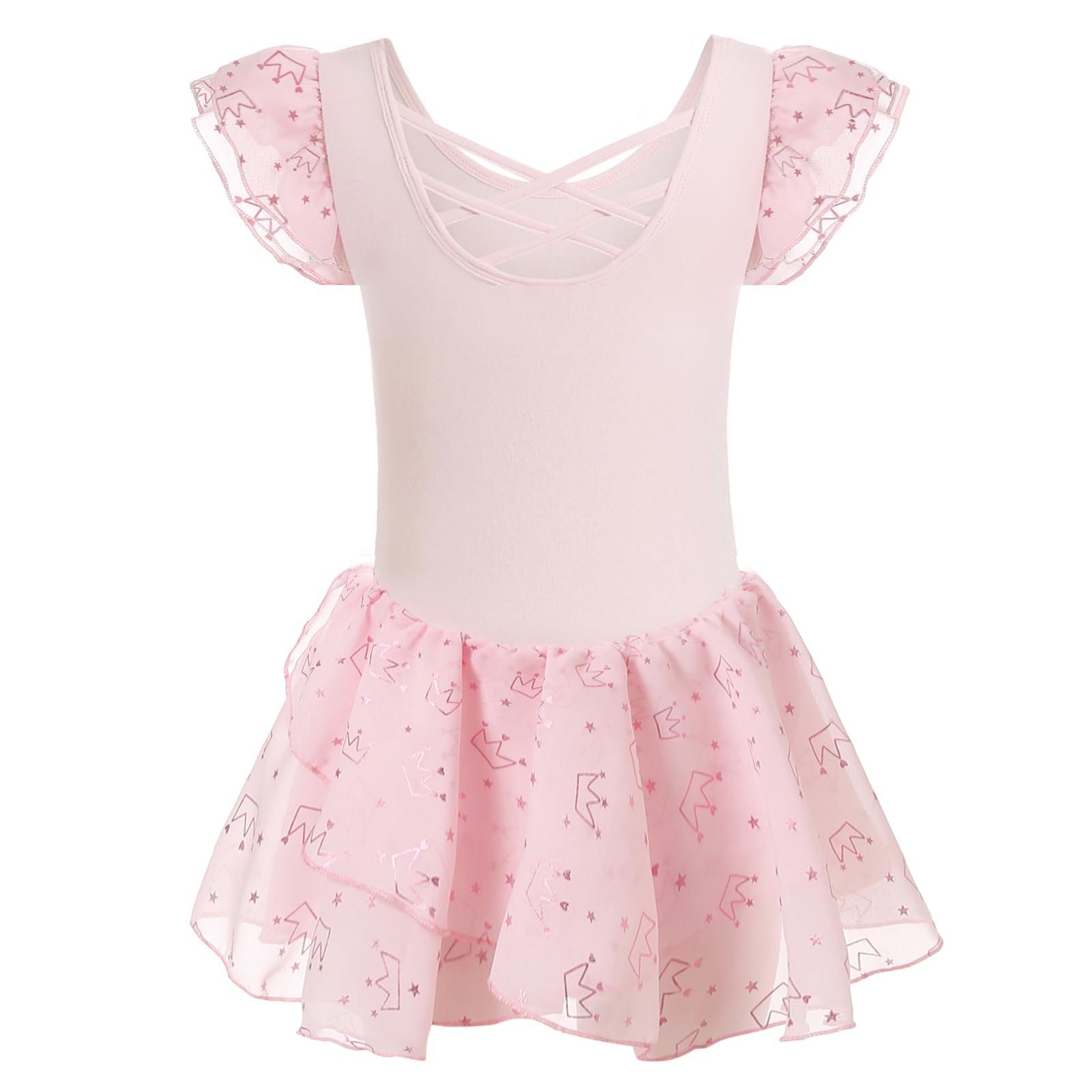 Phineein Leotardo de ballet con falda para niñas, vestido de baile brillante, tutú elegante, Princesa rosa , 8-10 Years