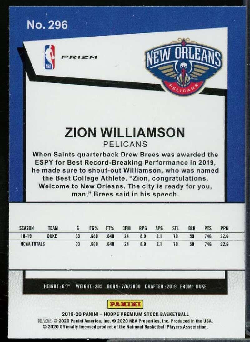 Zion Williamson Rookie Card 2019-20 Hoops Premium Stock Prizms Shimmer #296 - Basketball Slabbed Rookie Cards