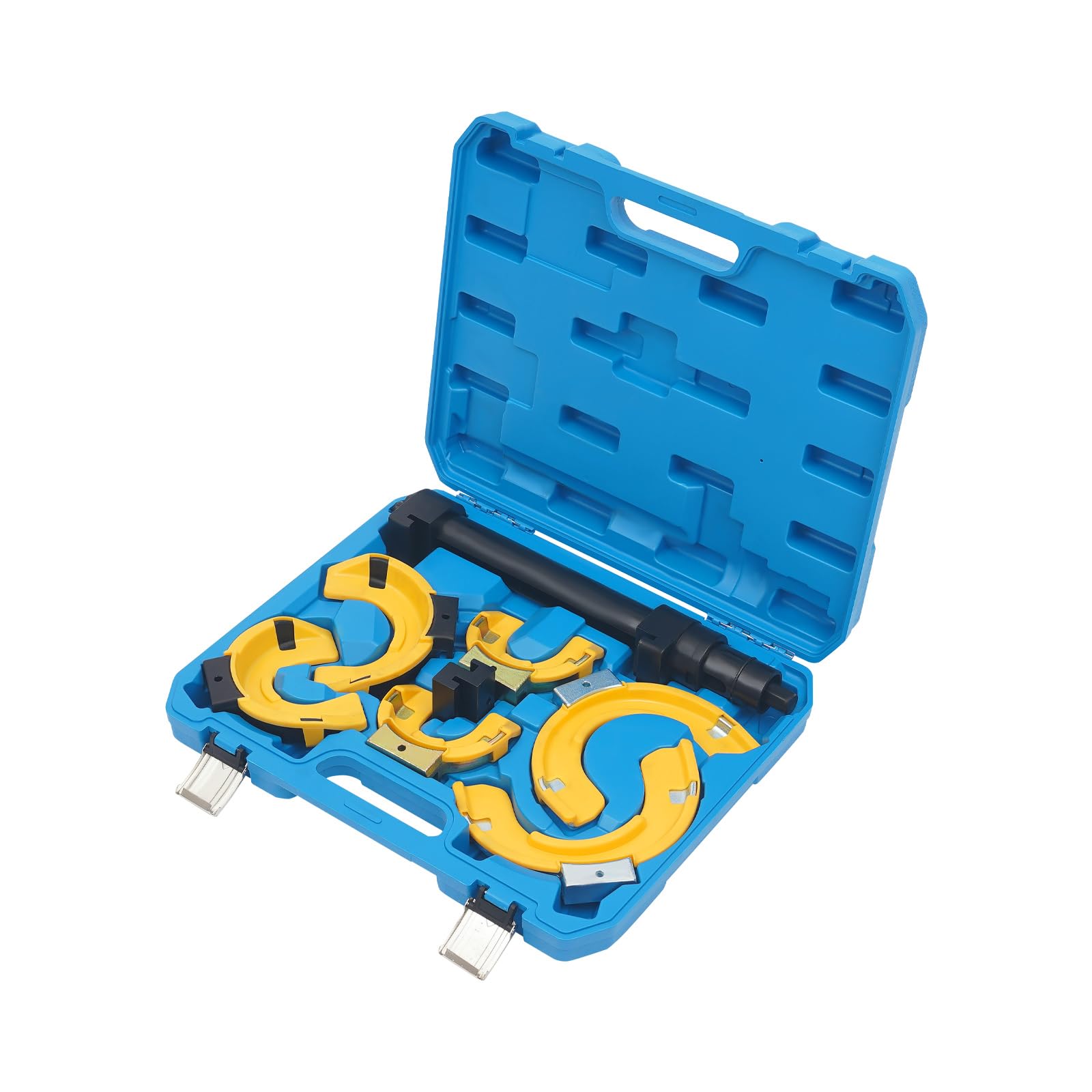 Kit de compresseur de ressort professionnel, outil universel d'amortisseur de chocs, outil de tendeur de ressort de voiture avec boîte à outils pour voiture, moto (bleu)