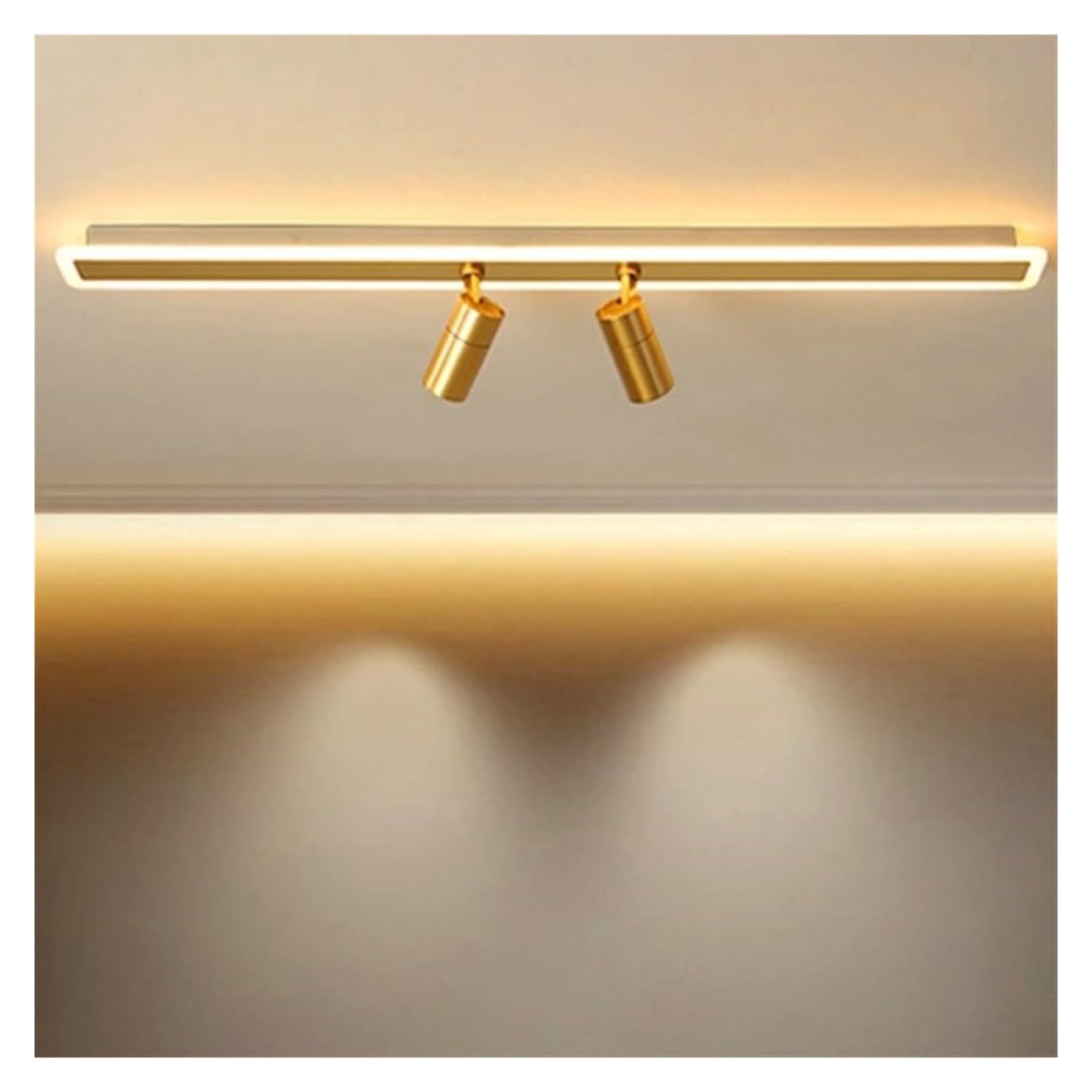 BHGFYXBS Modern Led Ceiling Chandeliers With Spotlight Acrylic Black Strip Ceiling Lamp Compatible With Living Room,Chandelier Ceiling Light Fixture,Gold-120cm
