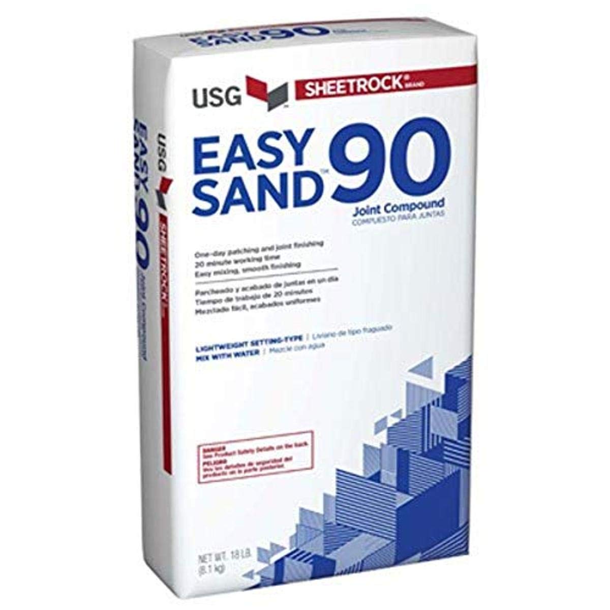 USG EZ Sand 90 Joint Compound 18 lb Bag - Lightweight Drywall Finishing for Interiors & Exterior Ceilings