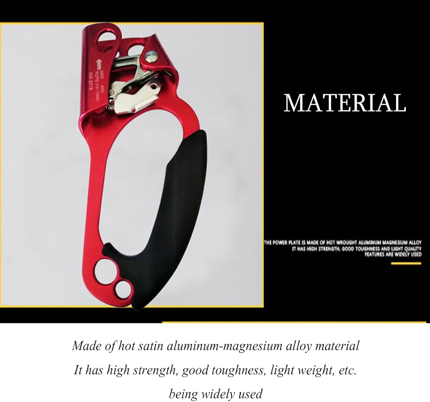 Generic Outdoor Climbing Hand Ascender,Mountaineering Right Handled Ascender, Ergonomic Handled Rope Ascender, for Climbing and Rigging(8~13 mm Rope), Red