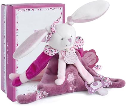 Doudou et Compagnie Attache-Sucette Doudou Lapin Cerise