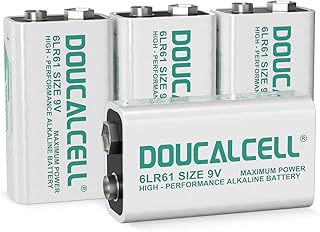 9V Batteries 4 Pack, Max Power 9 Volt Alkaline Batteries Long-Lasting, 6LR61 Battery for Smoke Detectors, Toys, Clocks, Radios, Microphones - Leakproof & Home-Safe Design