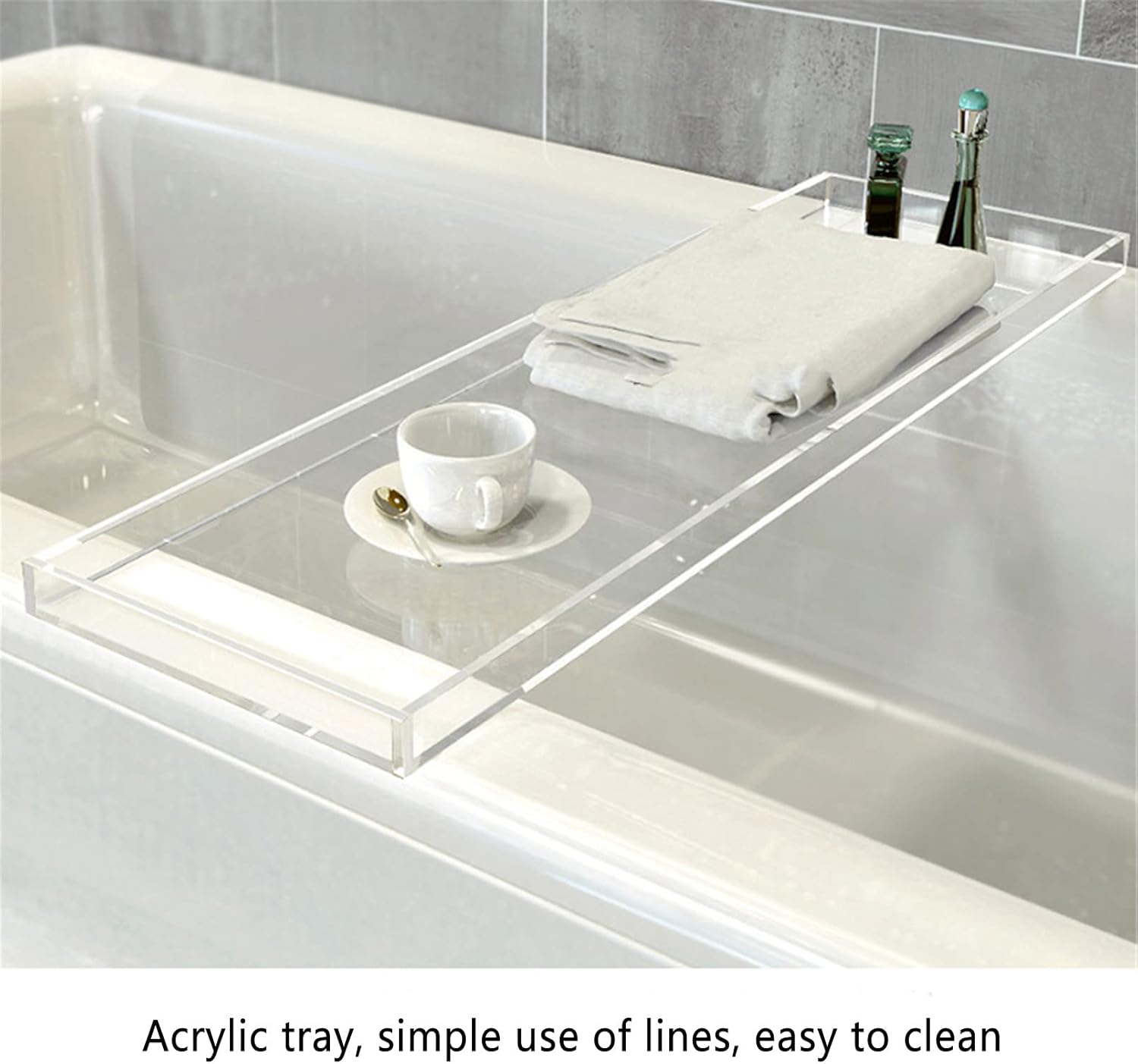 Luxury Acrylic Bathtub Tray Caddy with Antislip Design White 82x20cm Bath Tub Table Organizer Shelf for Wine Glass Books Home Bathroom Essential