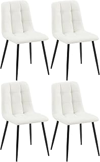 CLP Set de 4 sillas de Comedor Antibes en Polipiel I Juego de 4 butacas Modernas para salón con Base metálica de 4 Patas, Color:Blanco